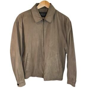 Vintage Van Heusen Mens Faux Suede Classic Jacket Size Medium Full Zip Beige